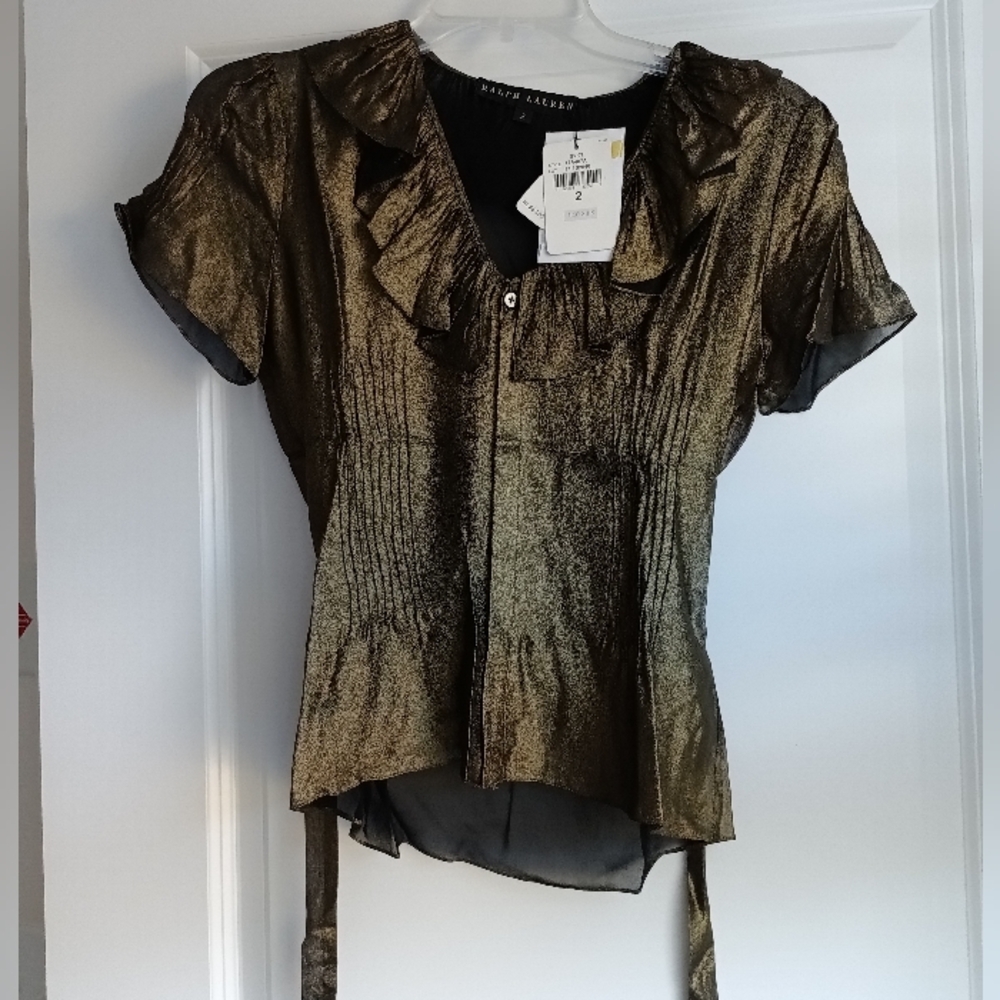 Ralph Lauren Black Label Silk Ruffle Blouse
